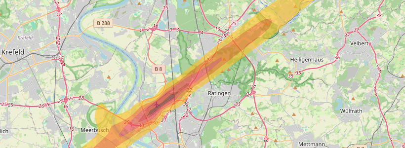 Fluglärm-Lärmzone Flughafen Düsseldorf – Karte