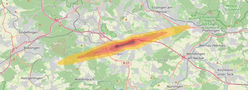 Fluglärm-Lärmzone Flughafen Stuttgart – Karte