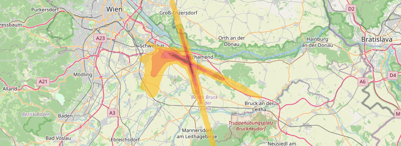 Fluglärm-Lärmzone Flughafen Wien/Schwechat – Karte